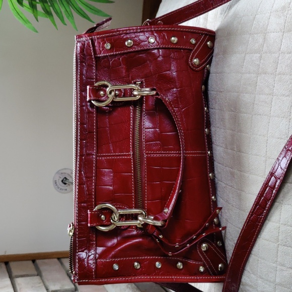 Women' Red Leather Handbag - Picture 1 of 6